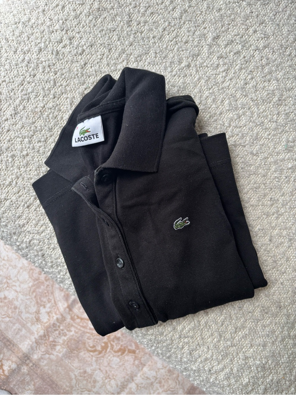 Lacoste Black Polo Shirt with Green Crocodile Logo